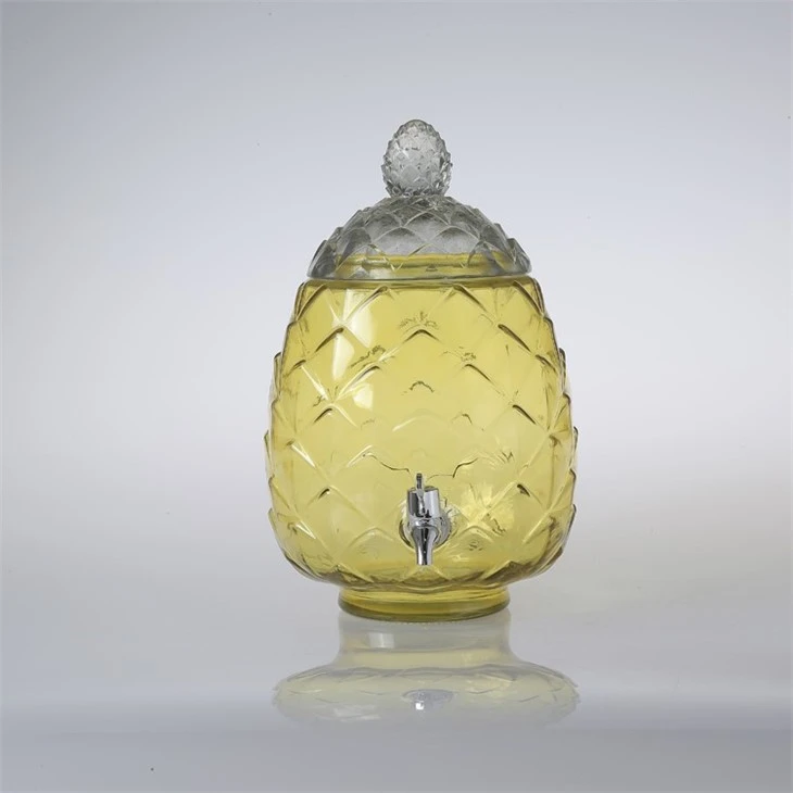 Pineapple Glass Drink Dispenser With Glass Lid