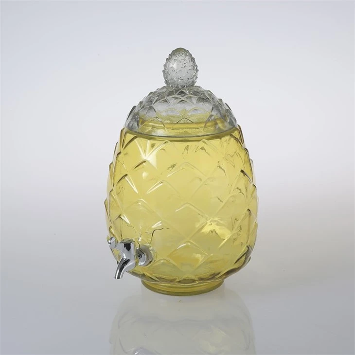 Pineapple Glass Drink Dispenser With Glass Lid