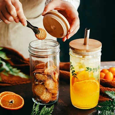 750ML Gelas Minuman Dengan Penutup Buluh & Penyedut Penyedut