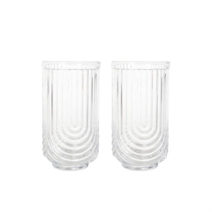 U-Shape Striped Glass Tumbler factory